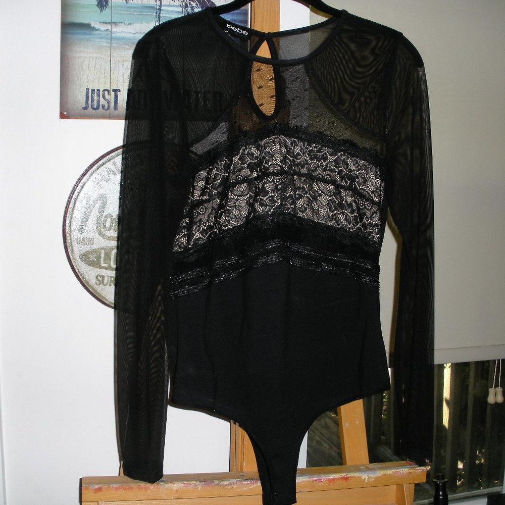 BEBE see through lace bodysuit